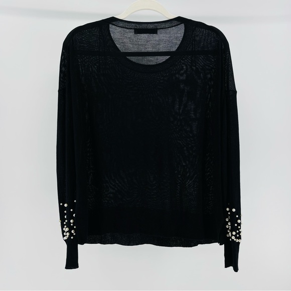 ZARA Knit Pearl Sleeve Black Sweater, Women’s Medium - Picture 4 of 5